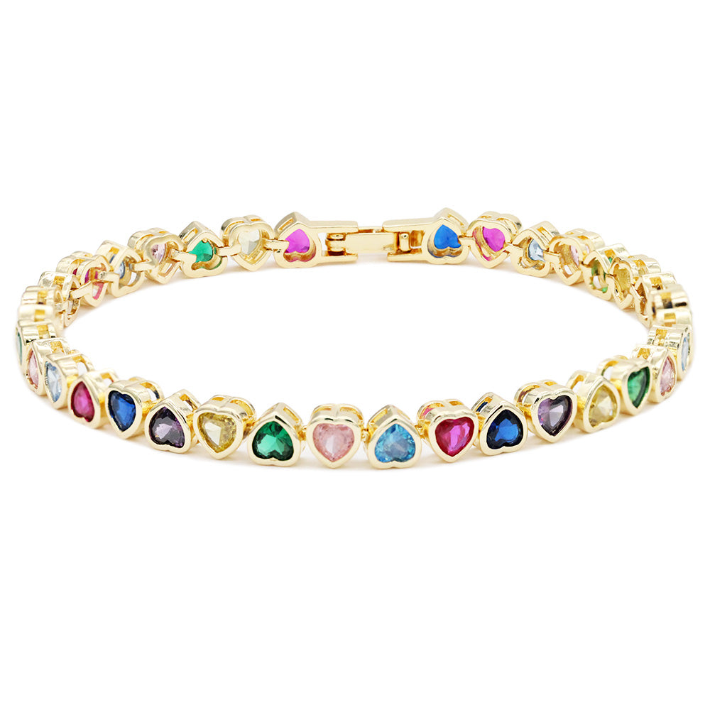 Lavencious Elegant 7" Tennis Bracelet Adorned with Sparkling Heart-Shaped AAA Cubic Zirconia for Women