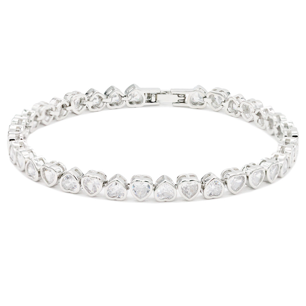 Lavencious Elegant 7" Tennis Bracelet Adorned with Sparkling Heart-Shaped AAA Cubic Zirconia for Women
