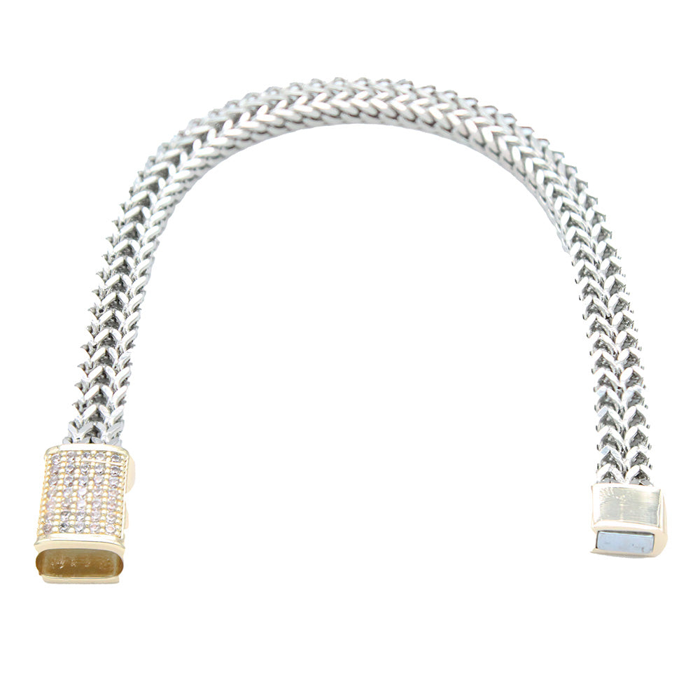 Lavencious Two-Tone 14K Gold Plated with AAA Cubic Zirconia Link Chain Bracelets 7.5"