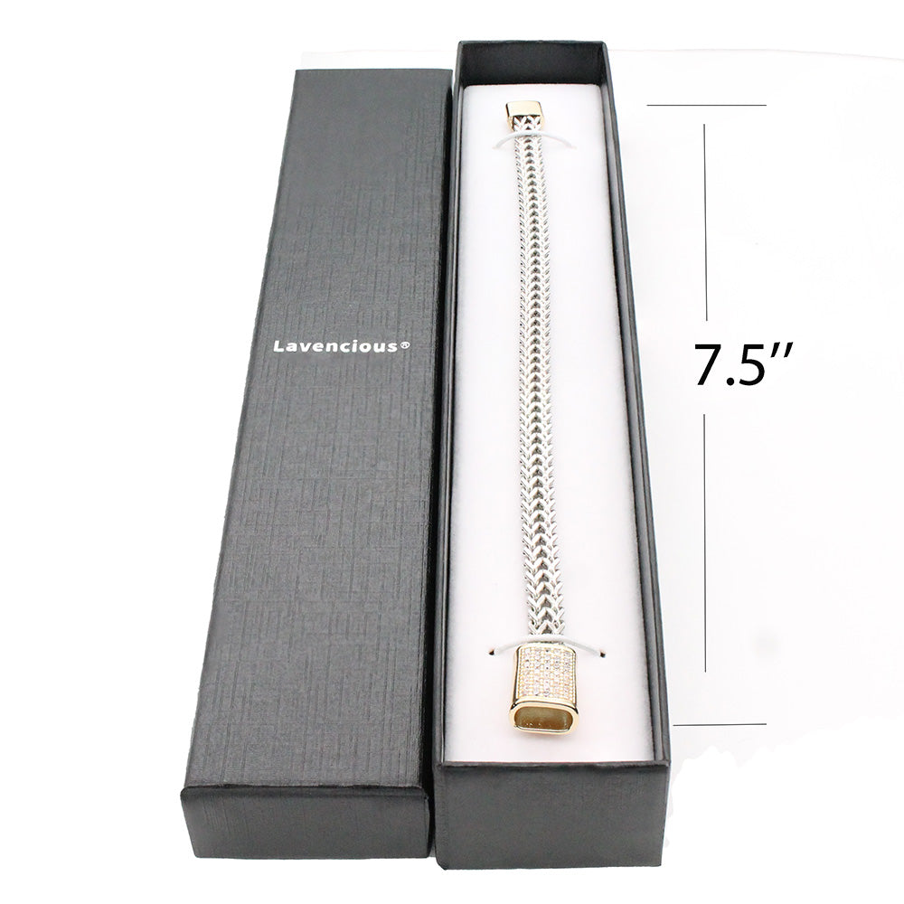 Lavencious Two-Tone 14K Gold Plated with AAA Cubic Zirconia Link Chain Bracelets 7.5"