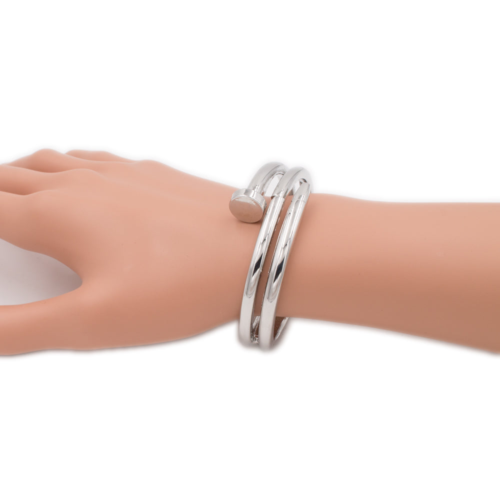 Lavencious 18K Gold/ Rhodium Plated Hinged Bangles Bracelets