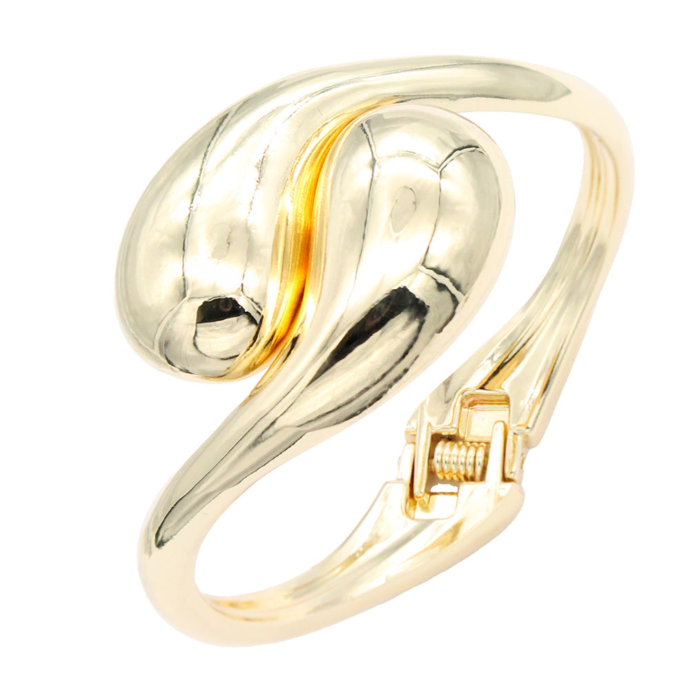 Lavencious 18K Gold/ Rhodium Plated Hinged Bangles Bracelets 2 Pcs Set