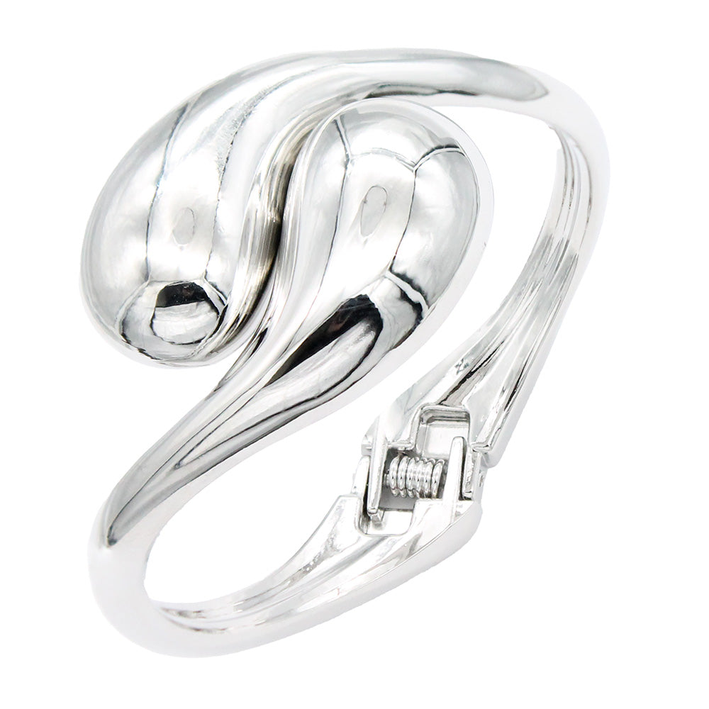 Lavencious 18K Gold/ Rhodium Plated Hinged Bangles Bracelets 2 Pcs Set