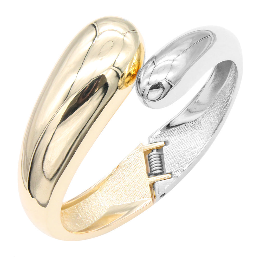Lavencious 18K Gold/ Rhodium Plated Hinged Bangles Bracelets