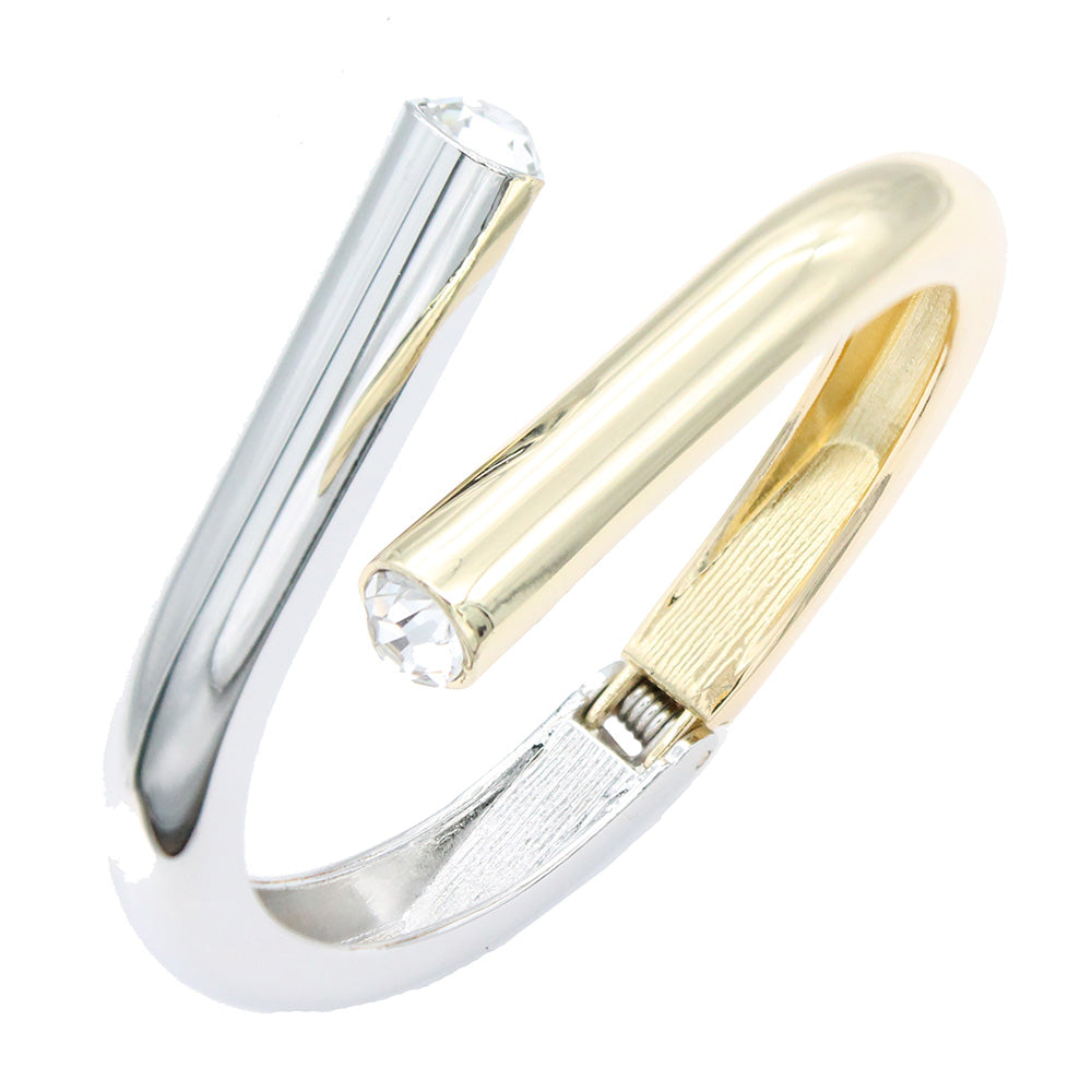 Lavencious 18K Gold/ Rhodium Plated Hinged Bangles Bracelets