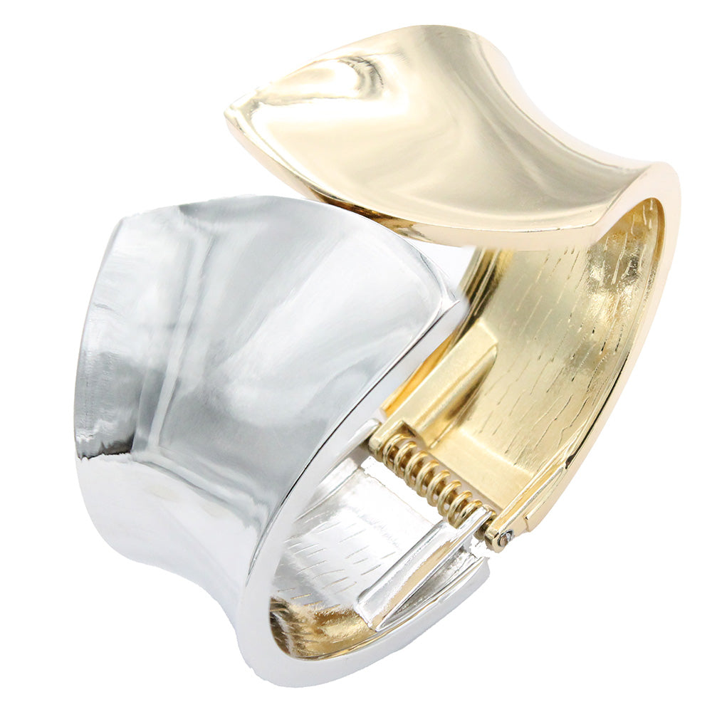 Lavencious 18K Gold/ Rhodium Plated Hinged Bangles Bracelets
