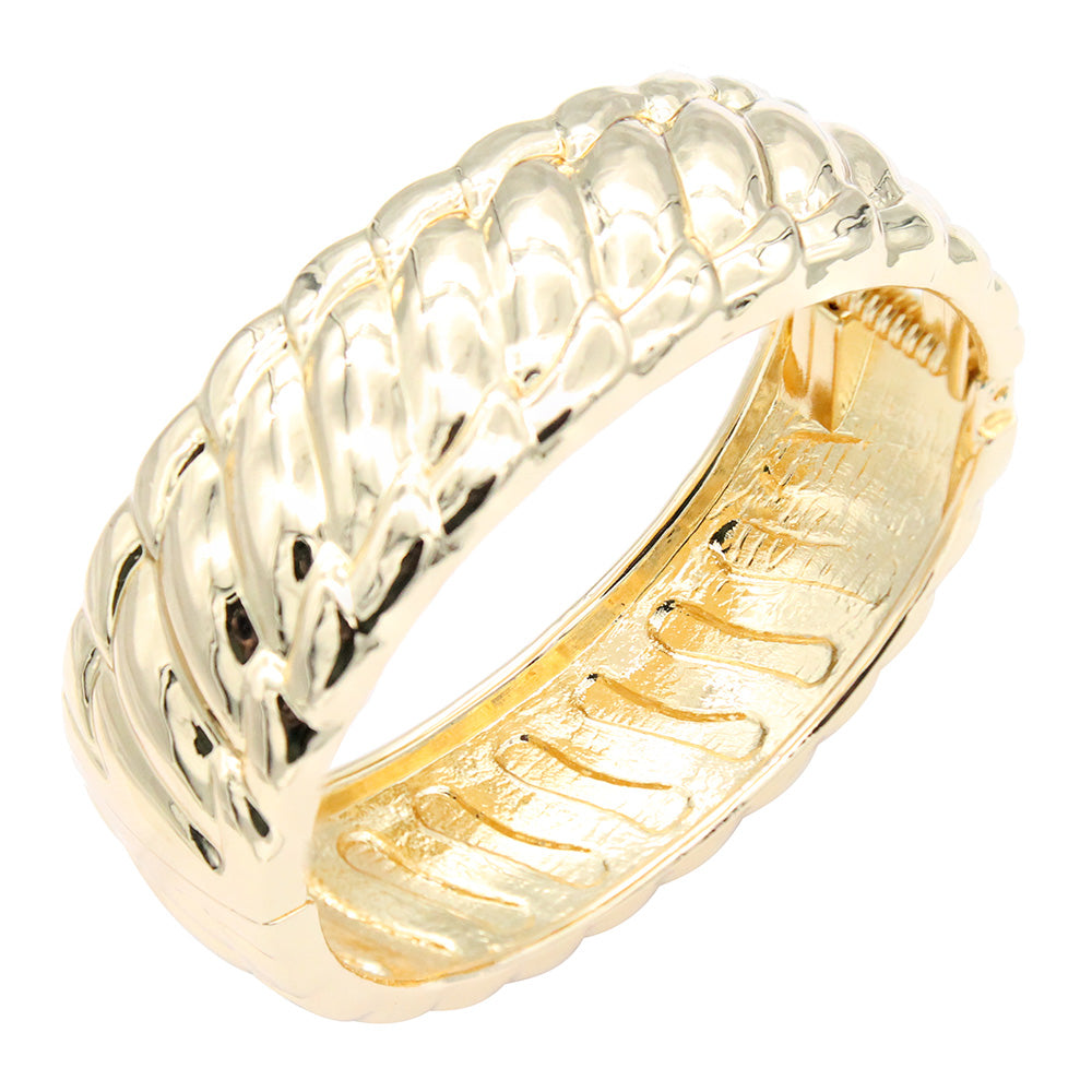 Lavencious 18K Gold/ Rhodium Plated Hinged Bangles Bracelets 2 Pcs Set