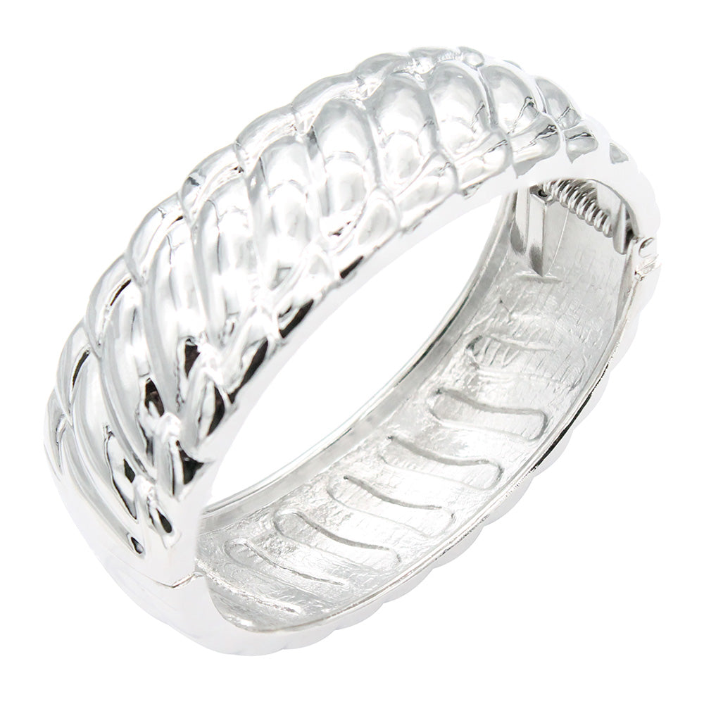 Lavencious 18K Gold/ Rhodium Plated Hinged Bangles Bracelets 2 Pcs Set