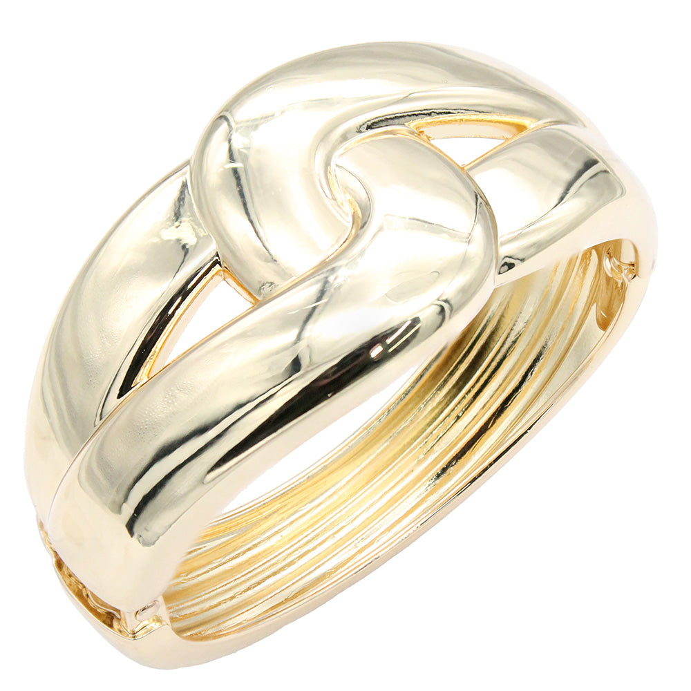 Lavencious 18K Gold/ Rhodium Plated Hinged Bangles Bracelets 2 Pcs Set