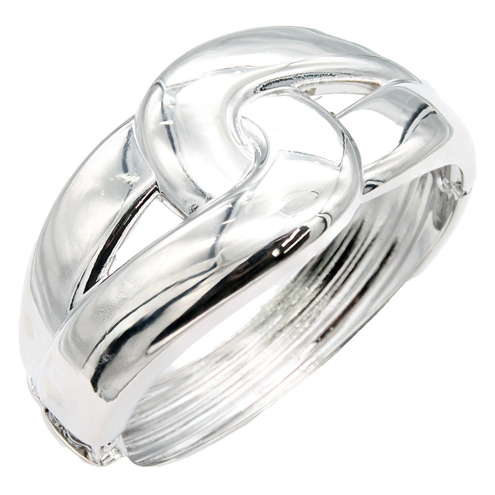 Lavencious 18K Gold/ Rhodium Plated Hinged Bangles Bracelets 2 Pcs Set