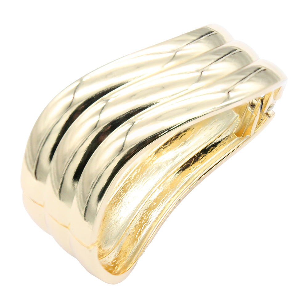 Lavencious 18K Gold/ Rhodium Plated Hinged Bangles Bracelets 2 Pcs Set