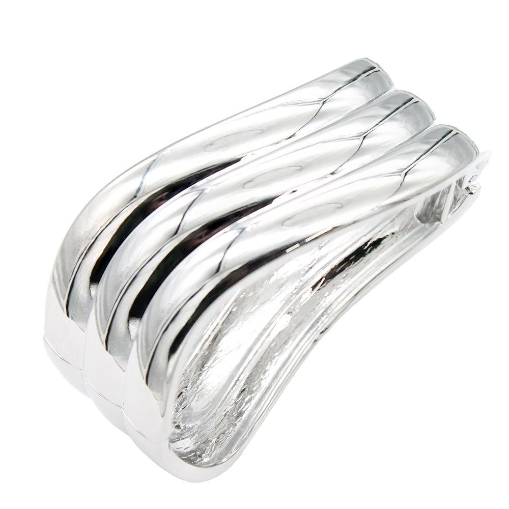 Lavencious 18K Gold/ Rhodium Plated Hinged Bangles Bracelets 2 Pcs Set