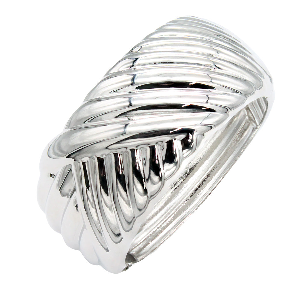 Lavencious 18K Gold/ Rhodium Plated Hinged Bangles Bracelets 2 Pcs Set