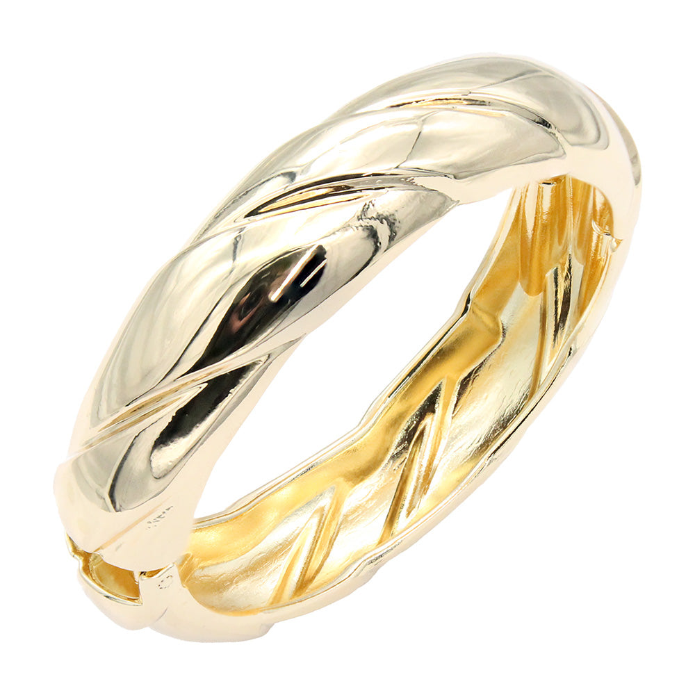 Lavencious 18K Gold/ Rhodium Plated Hinged Bangles Bracelets 2 Pcs Set