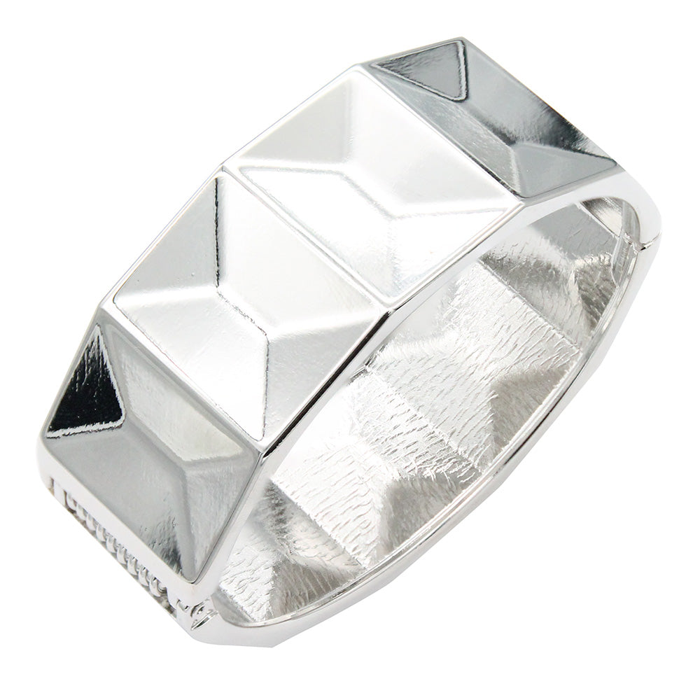 Lavencious 18K Gold/ Rhodium Plated Hinged Bangles Bracelets 2 Pcs Set