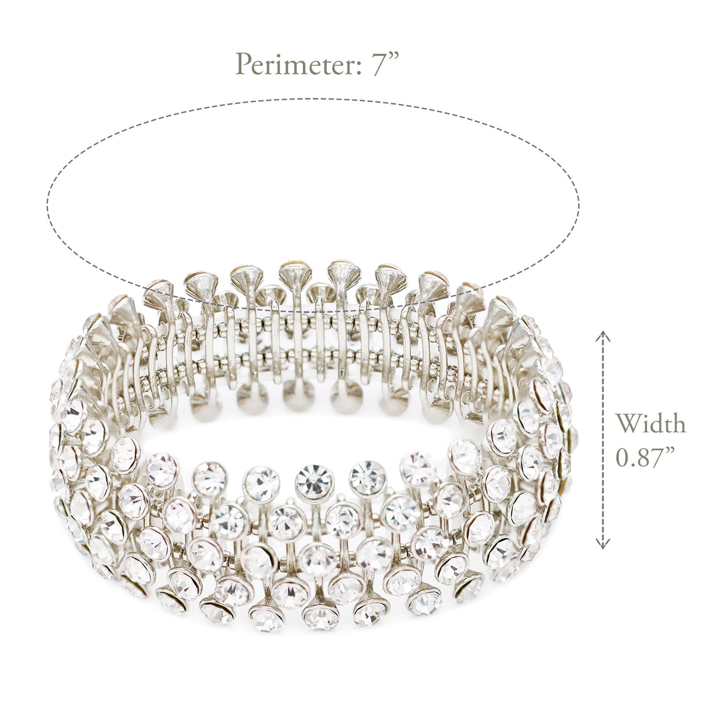 Lavencious Tennis 5 Row Rhinestone Stretch Bracelets Bridal Evening Party Jewelry For Woman Bangle (Silver Clear)