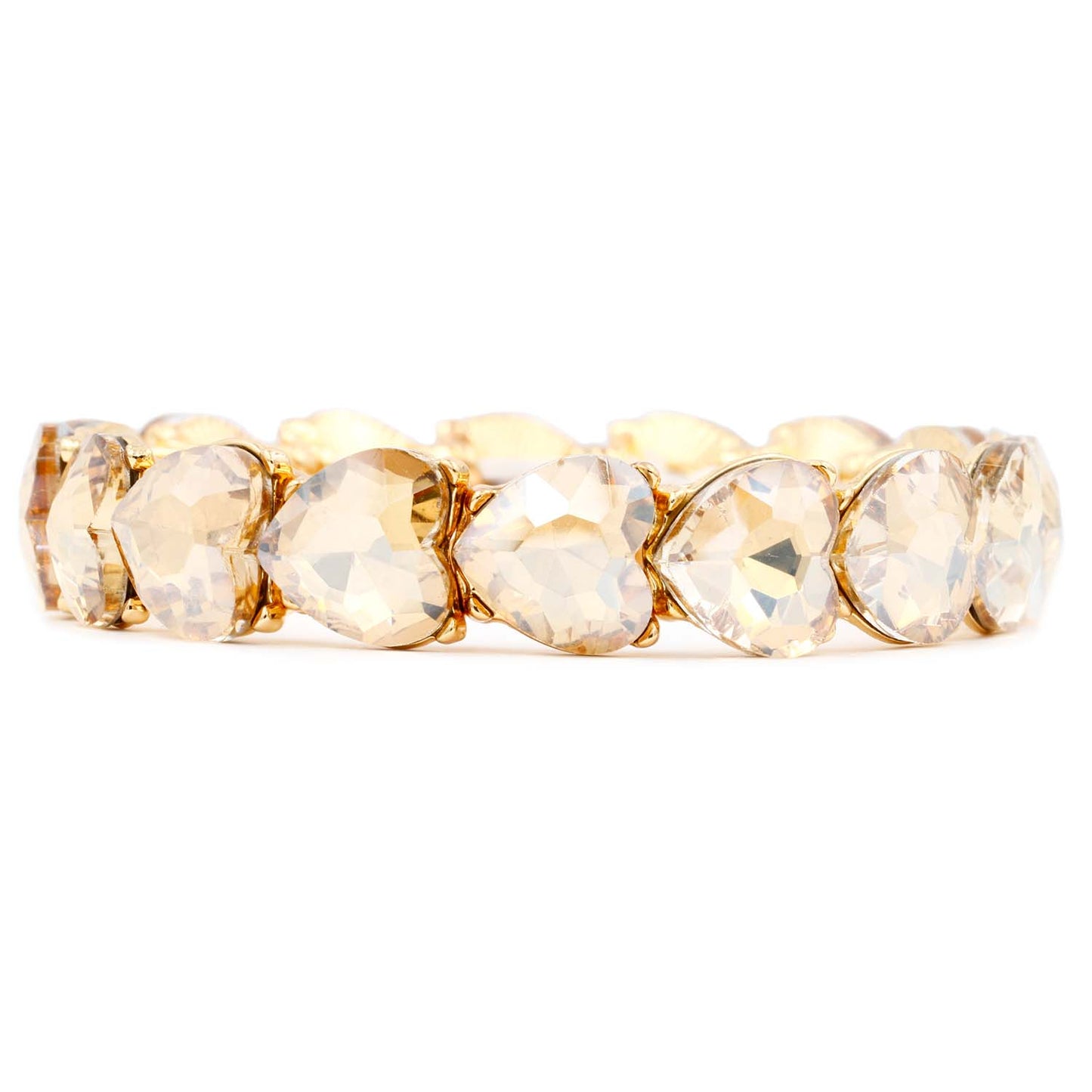 Lavencious Heart Shape Rhinestones Elastic Stretch Bracelet for Women (Gold Topaz)