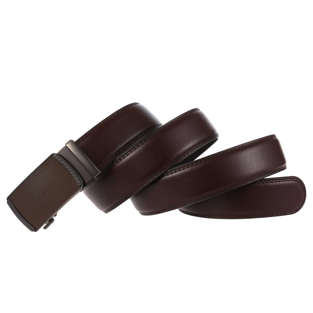 Lavencious Men's Genuine Leather Dress Ratchet Slide Casual Belt, Cut to Fit Waist Size up to 46 inches (Brown Brown)