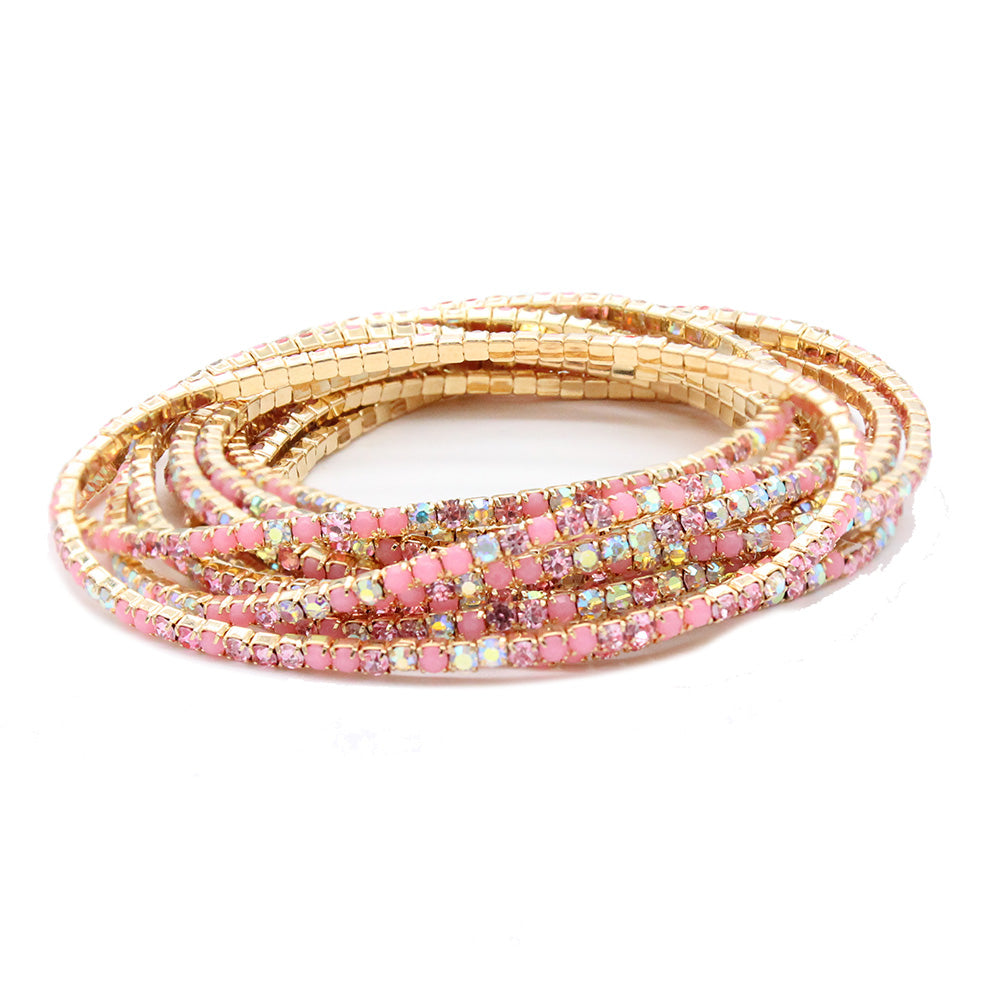 Rhodium/Gold Plated With Crystal Bracelets, 12 Strands