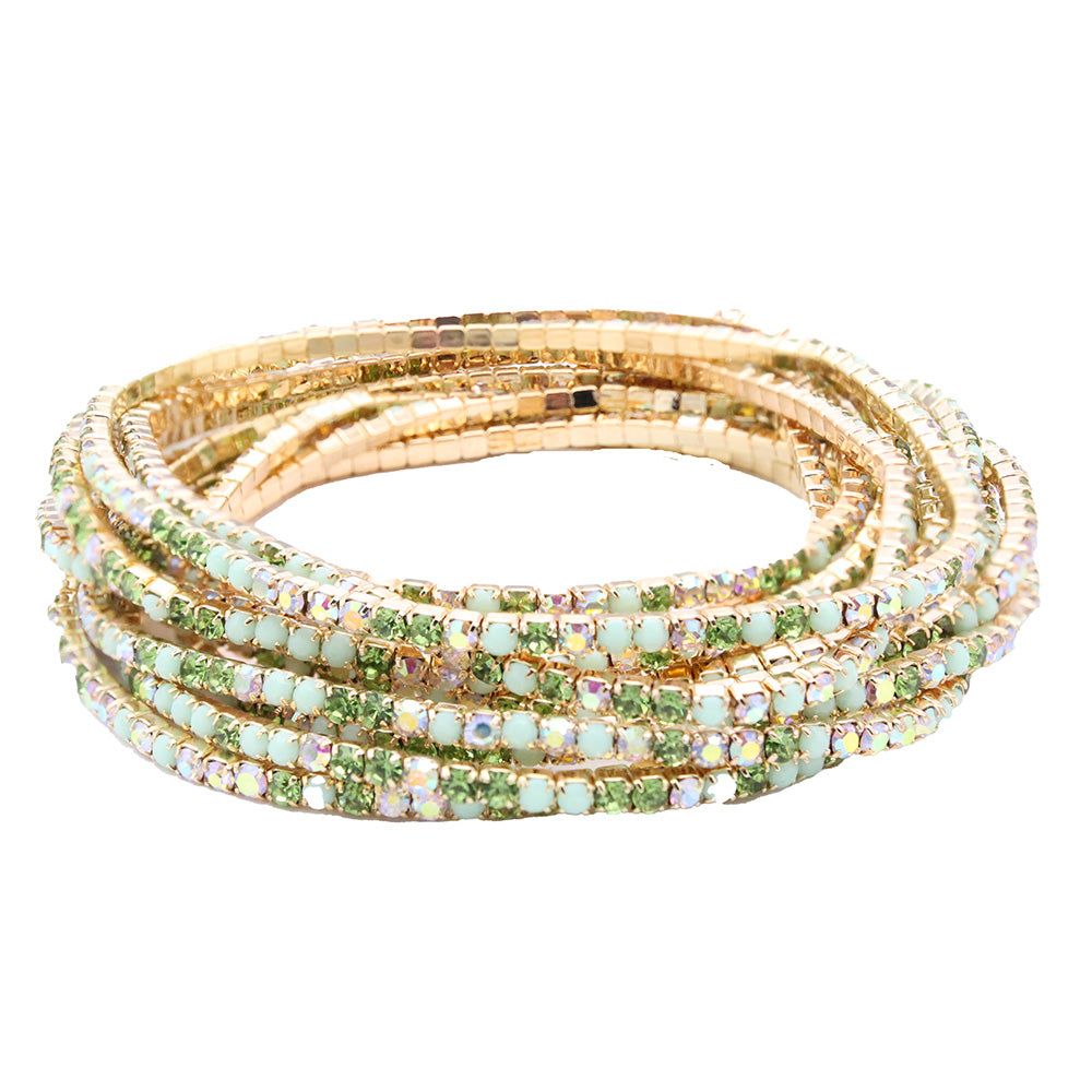 Rhodium/Gold Plated With Crystal Bracelets, 12 Strands