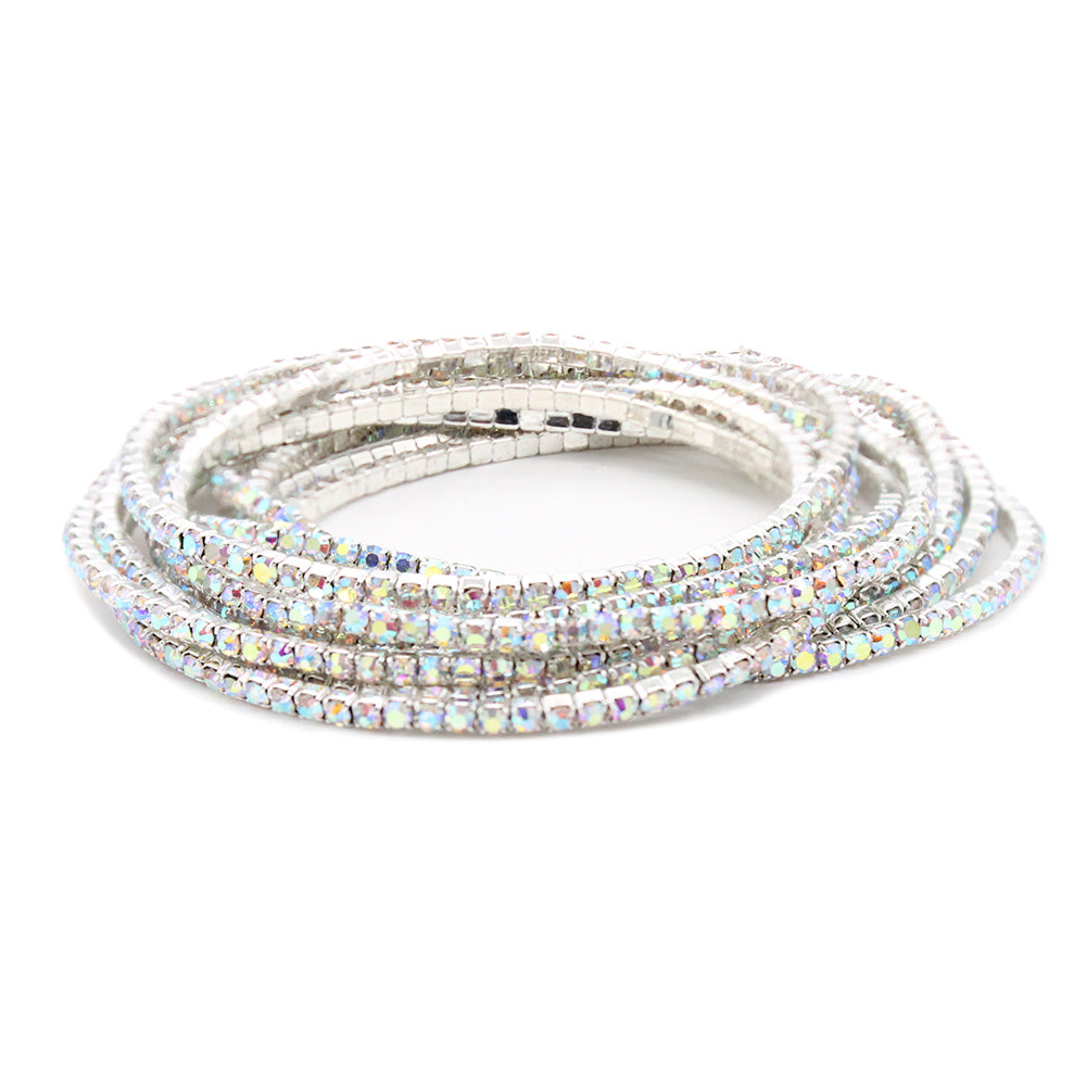 Rhodium/Gold Plated With Crystal Bracelets, 12 Strands