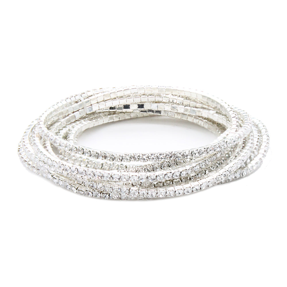 Rhodium/Gold Plated With Crystal Bracelets, 12 Strands