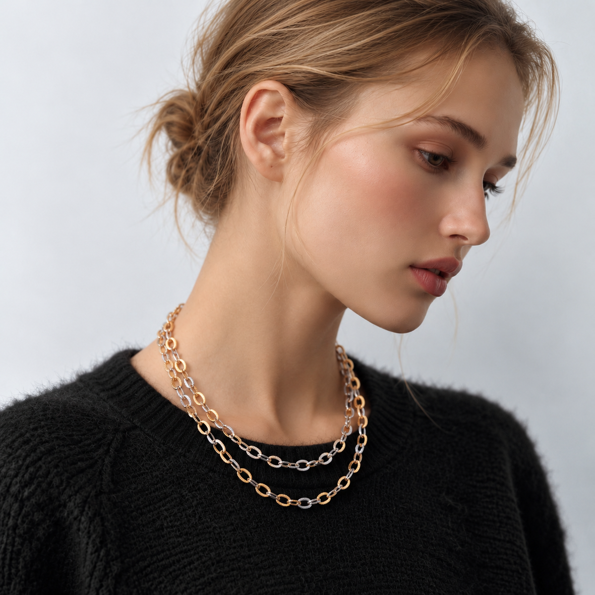Lavencious 14K Gold Plated 2-Tone Necklace