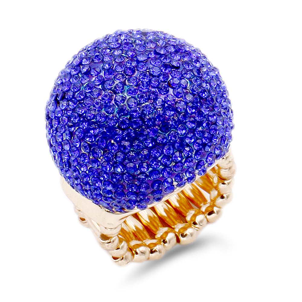 Lavencious Clear Snowball Rhinestone Cocktail Stretch Ring Party Ring for Women Free Sizes for 6 to 10