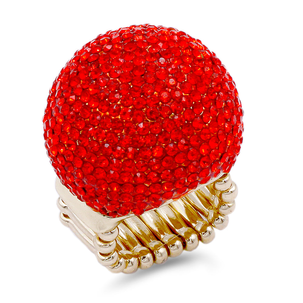 Lavencious Clear Snowball Rhinestone Cocktail Stretch Ring Party Ring for Women Free Sizes for 6 to 10
