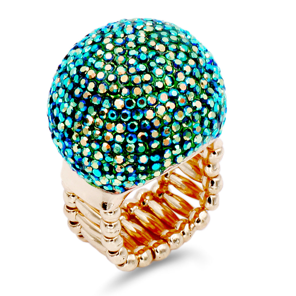 Lavencious Clear Snowball Rhinestone Cocktail Stretch Ring Party Ring for Women Free Sizes for 6 to 10