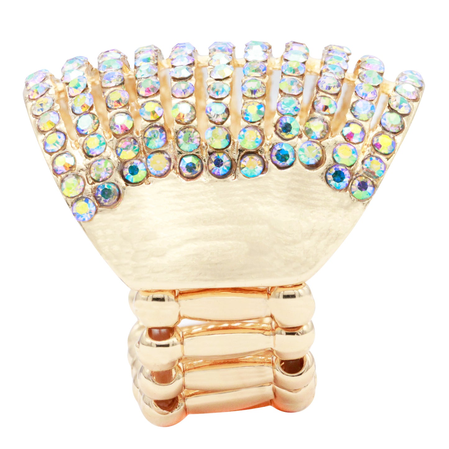 Lavencious Flower Shape CZ & Rhinestone Cocktail Stretch Ring Party Ring for Women