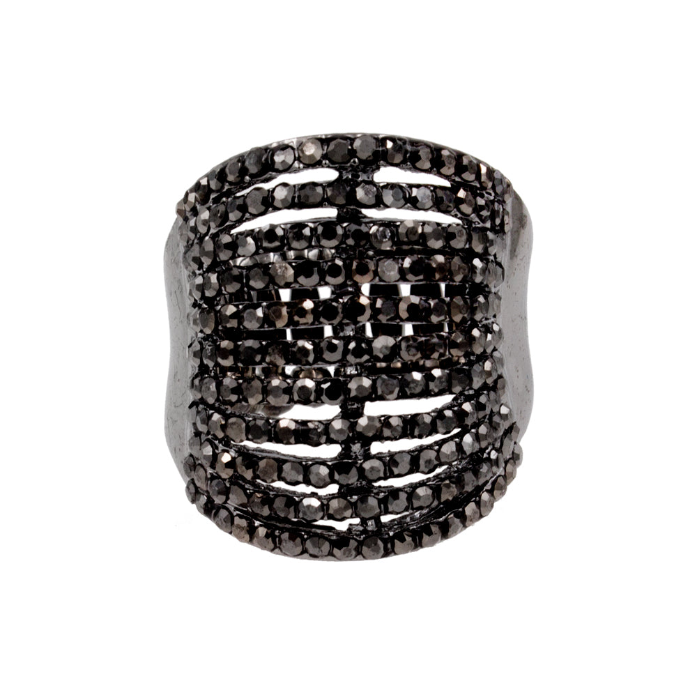 Lavencious Flower Shape CZ & Rhinestone Cocktail Stretch Ring Party Ring for Women