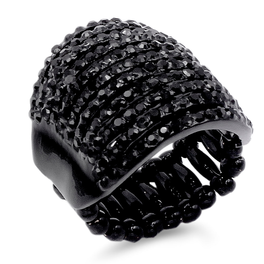 Lavencious Flower Shape CZ & Rhinestone Cocktail Stretch Ring Party Ring for Women