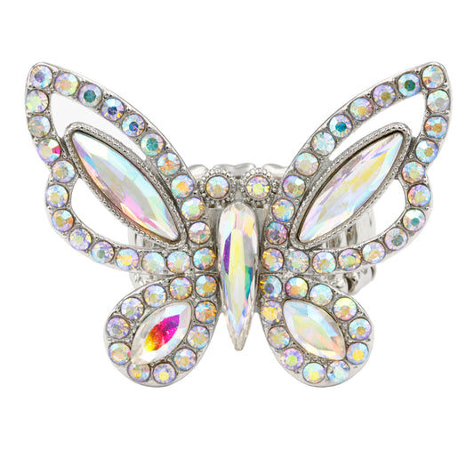 Butterfly Stretch Ring with Crystal