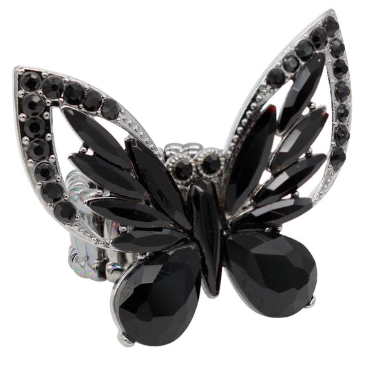 Plated With Crystal Butterfly Stretch Rings