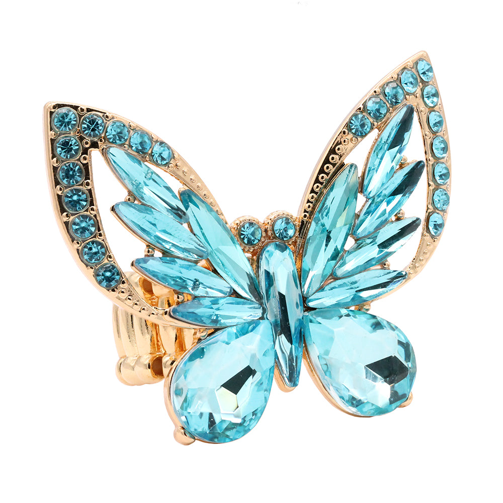 Plated With Crystal Butterfly Stretch Rings