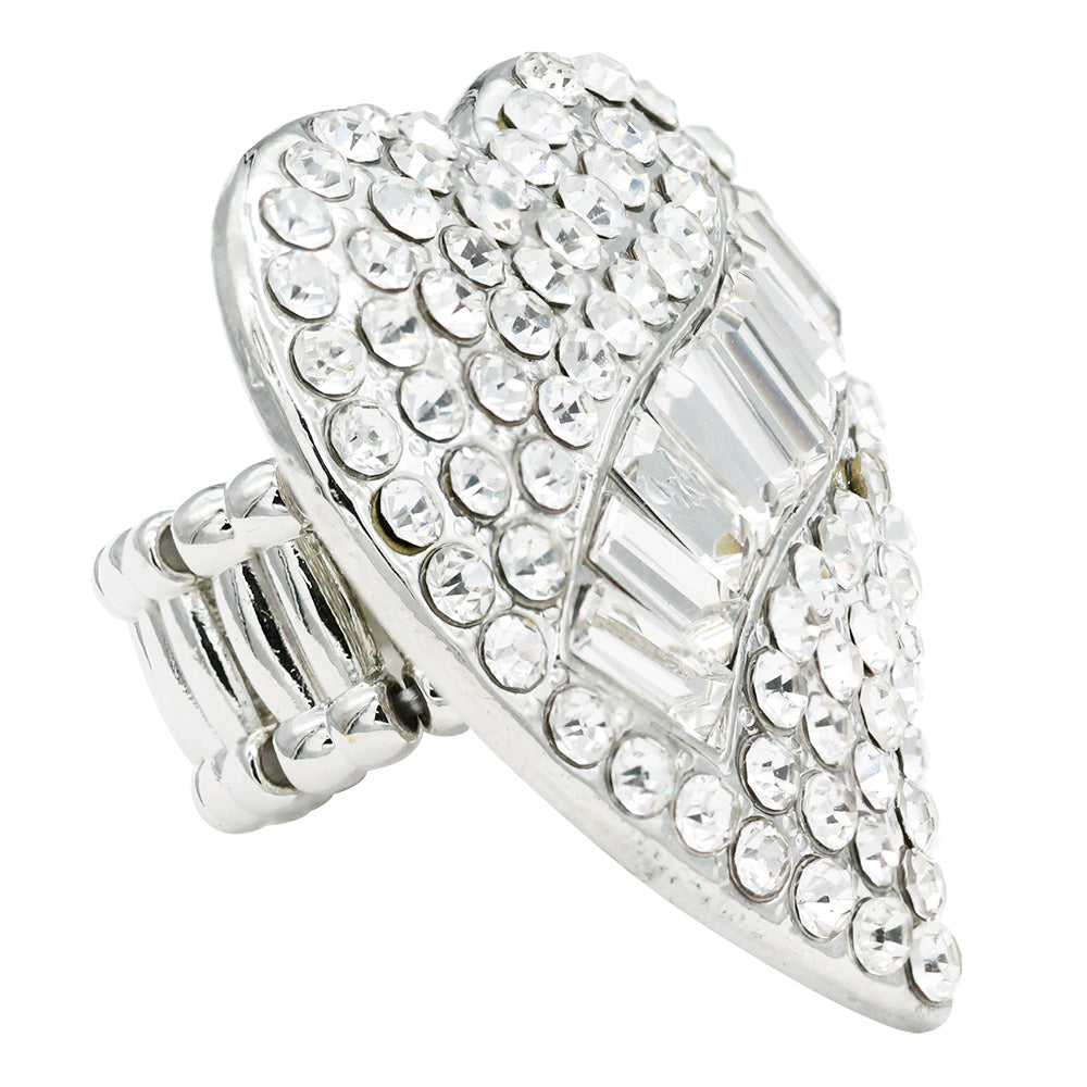 Lavencious Crystal Heart Shaped Stretch Ring for Women