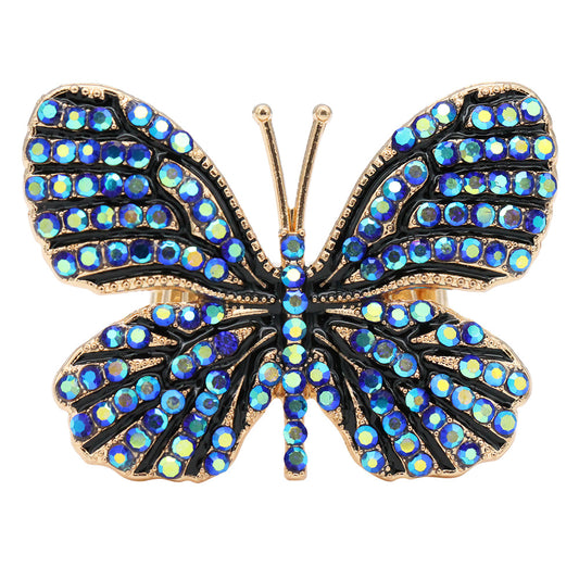Plated With Crystal Butterfly Stretch Rings
