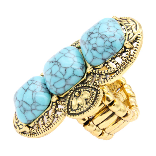 Turquoise Stone Stretch Rings