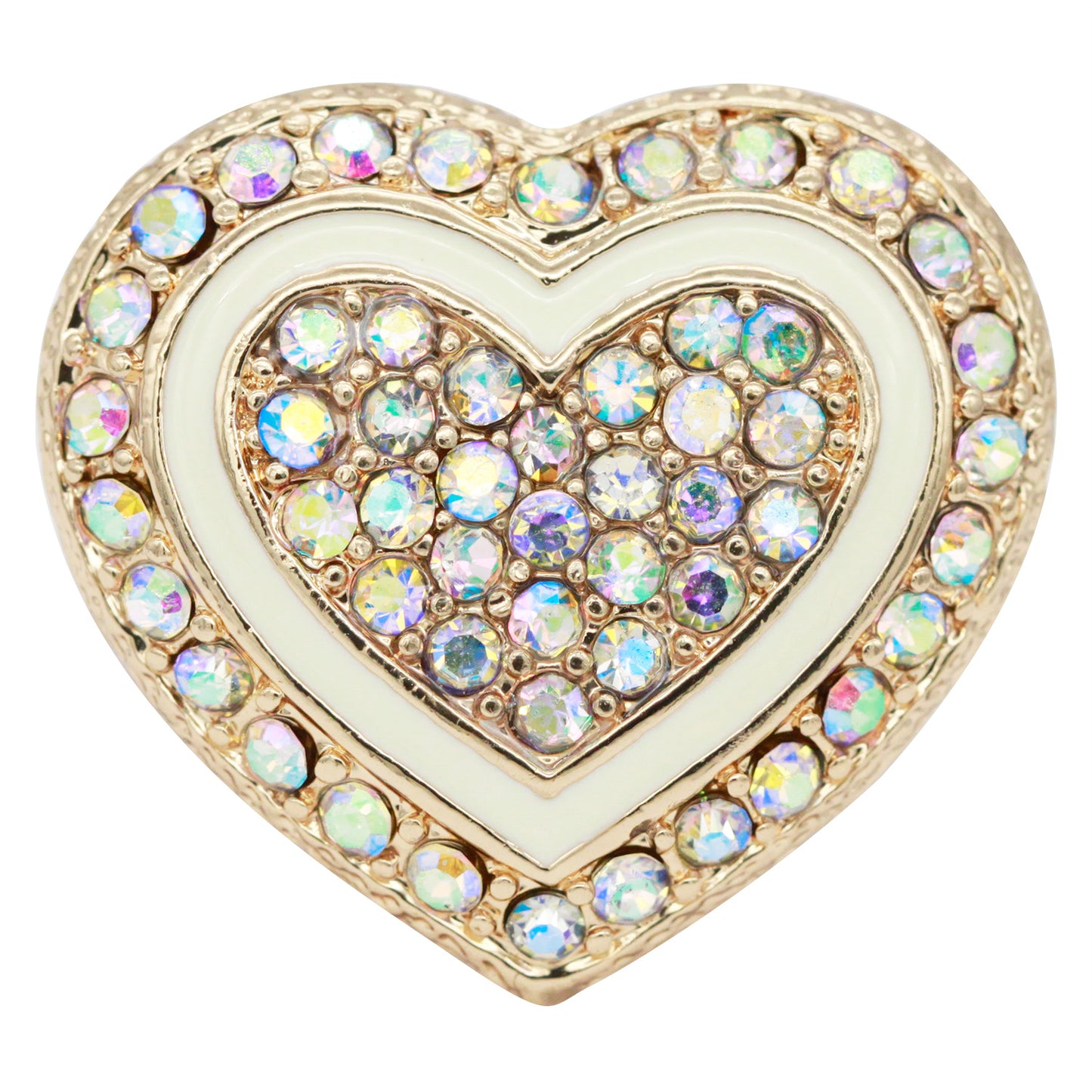 Lavencious Heart Shaped Rhinestones Stretch Rings for Women Size for 7-9(Gold AB)