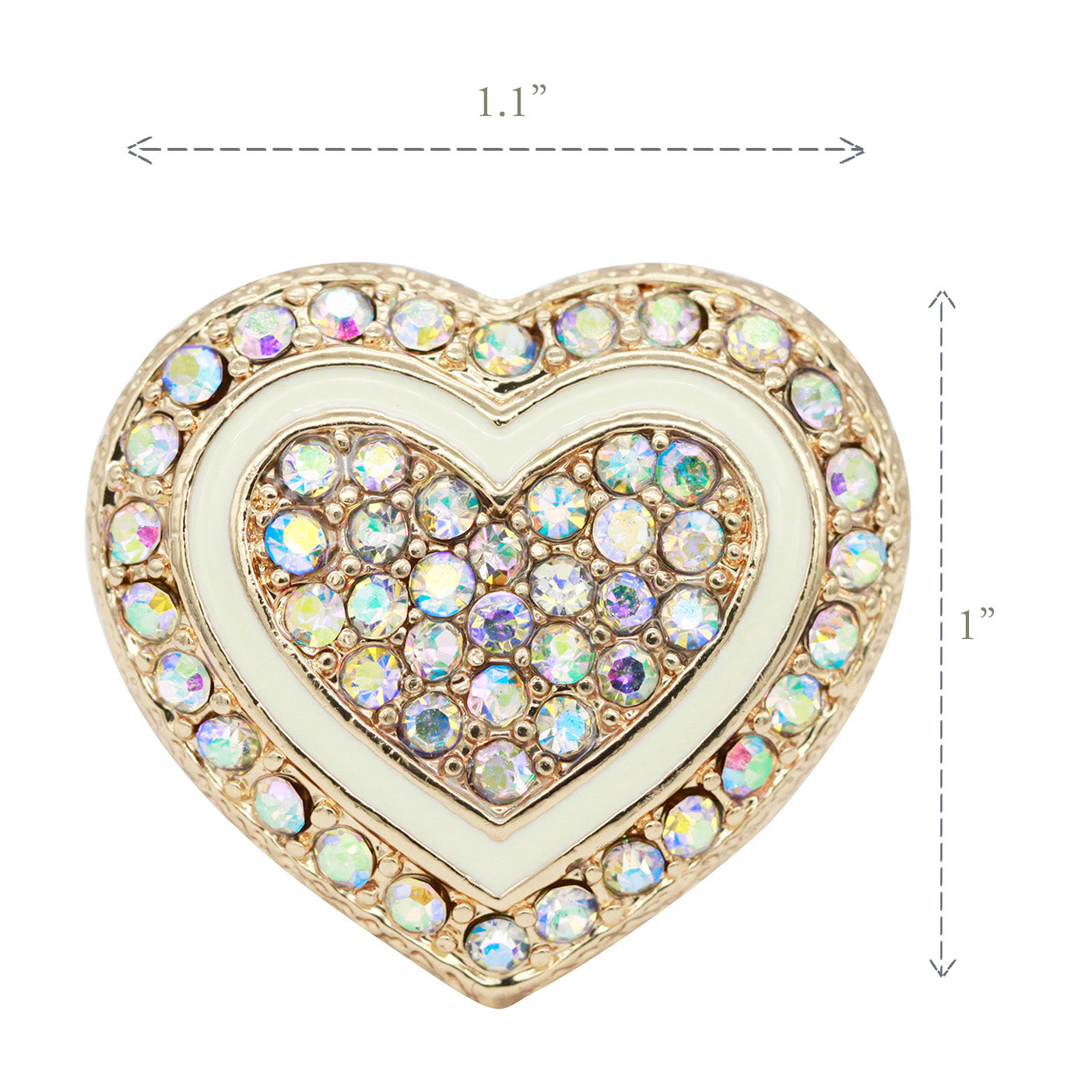 Lavencious Heart Shaped Rhinestones Stretch Rings for Women Size for 7-9(Gold AB)