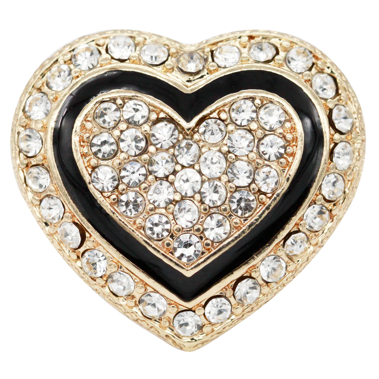 Lavencious Heart Shaped Rhinestones Stretch Rings for Women Size for 7-9(Gold Clear)