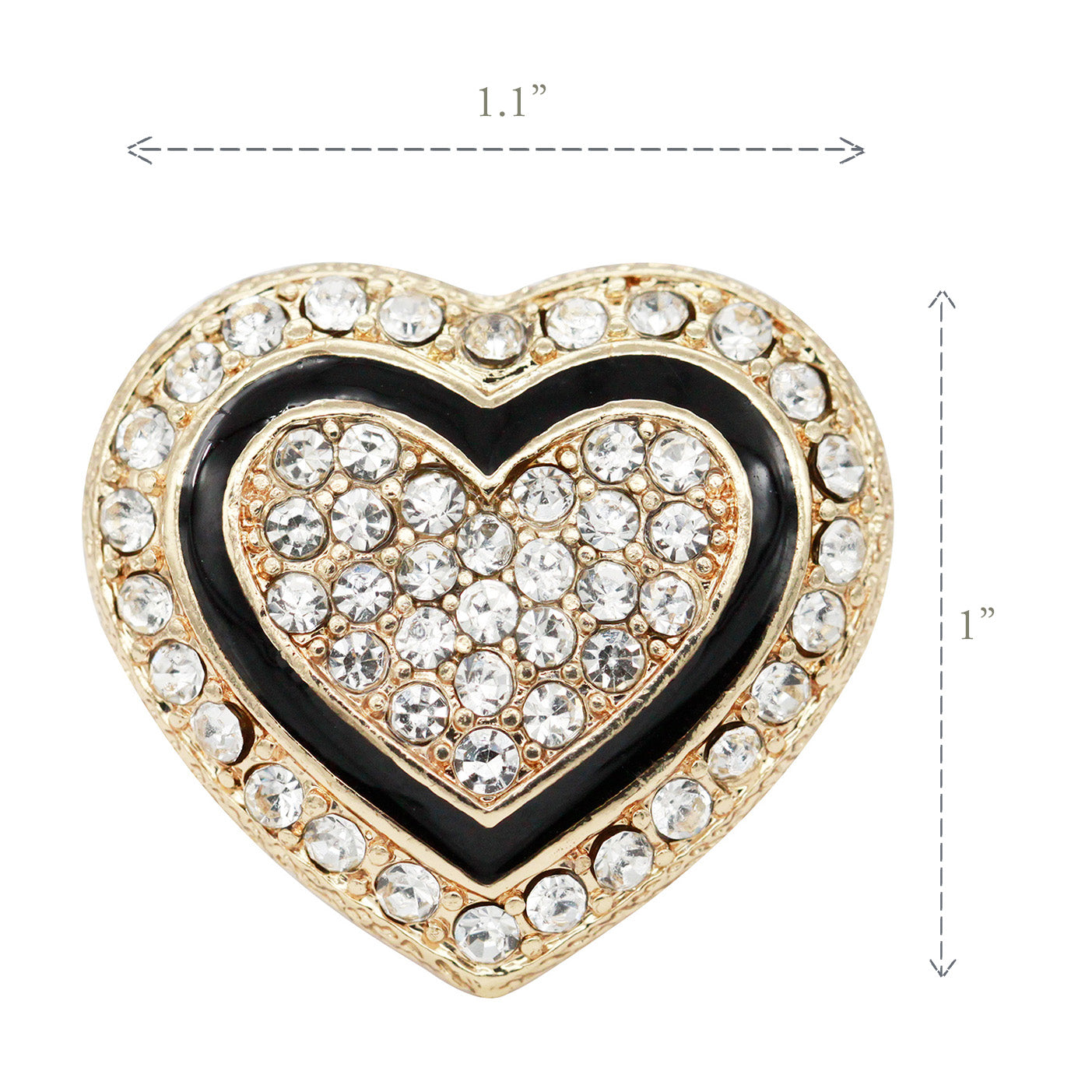 Lavencious Heart Shaped Rhinestones Stretch Rings for Women Size for 7-9(Gold Clear)
