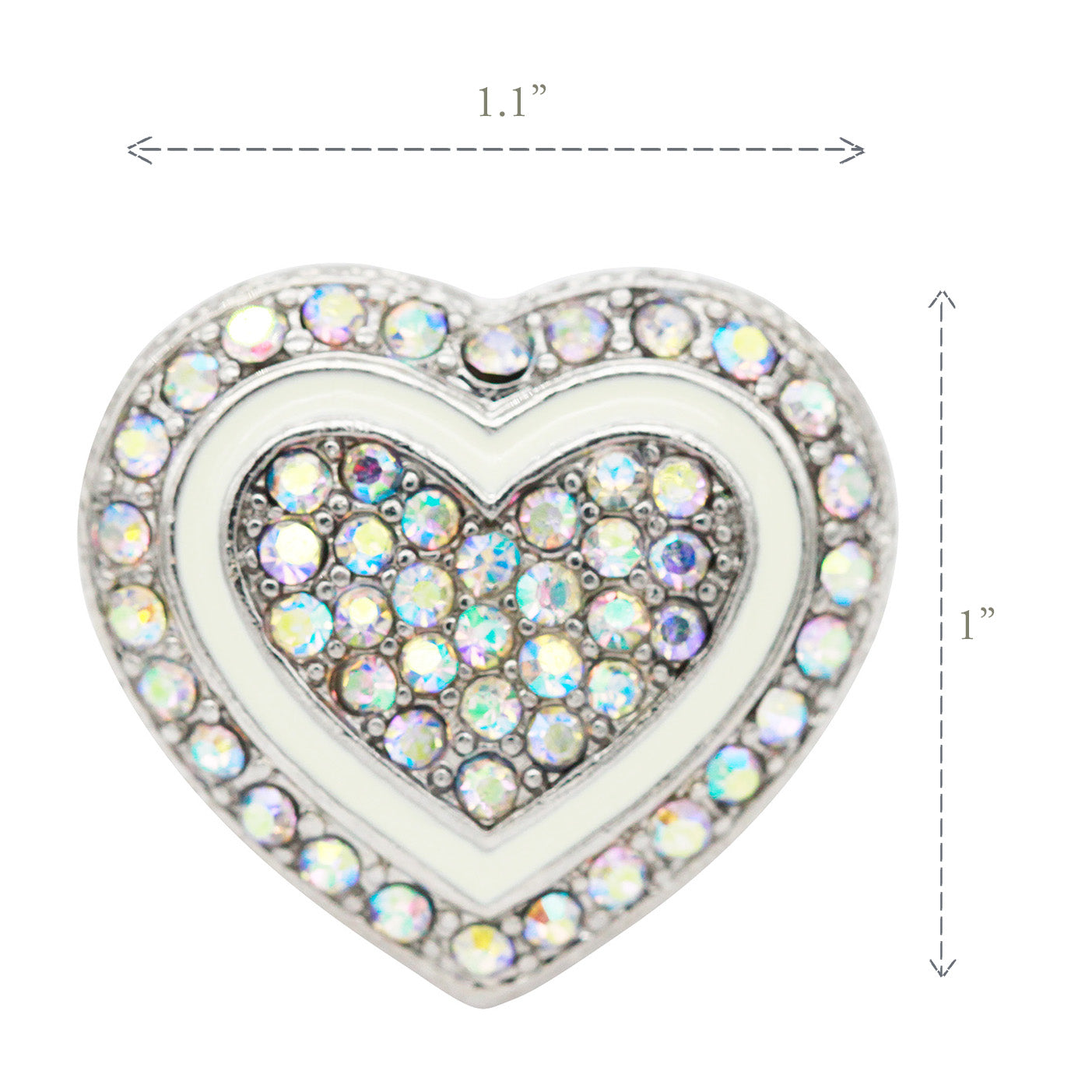 Lavencious Heart Shaped Rhinestones Stretch Rings for Women Size for 7-9(Silver AB)