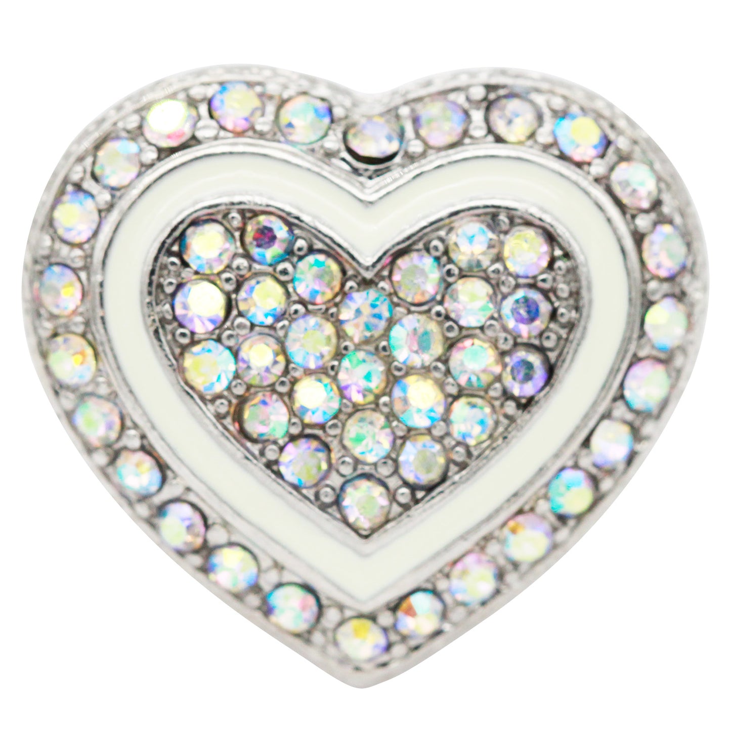 Lavencious Heart Shaped Rhinestones Stretch Rings for Women Size for 7-9(Silver AB)