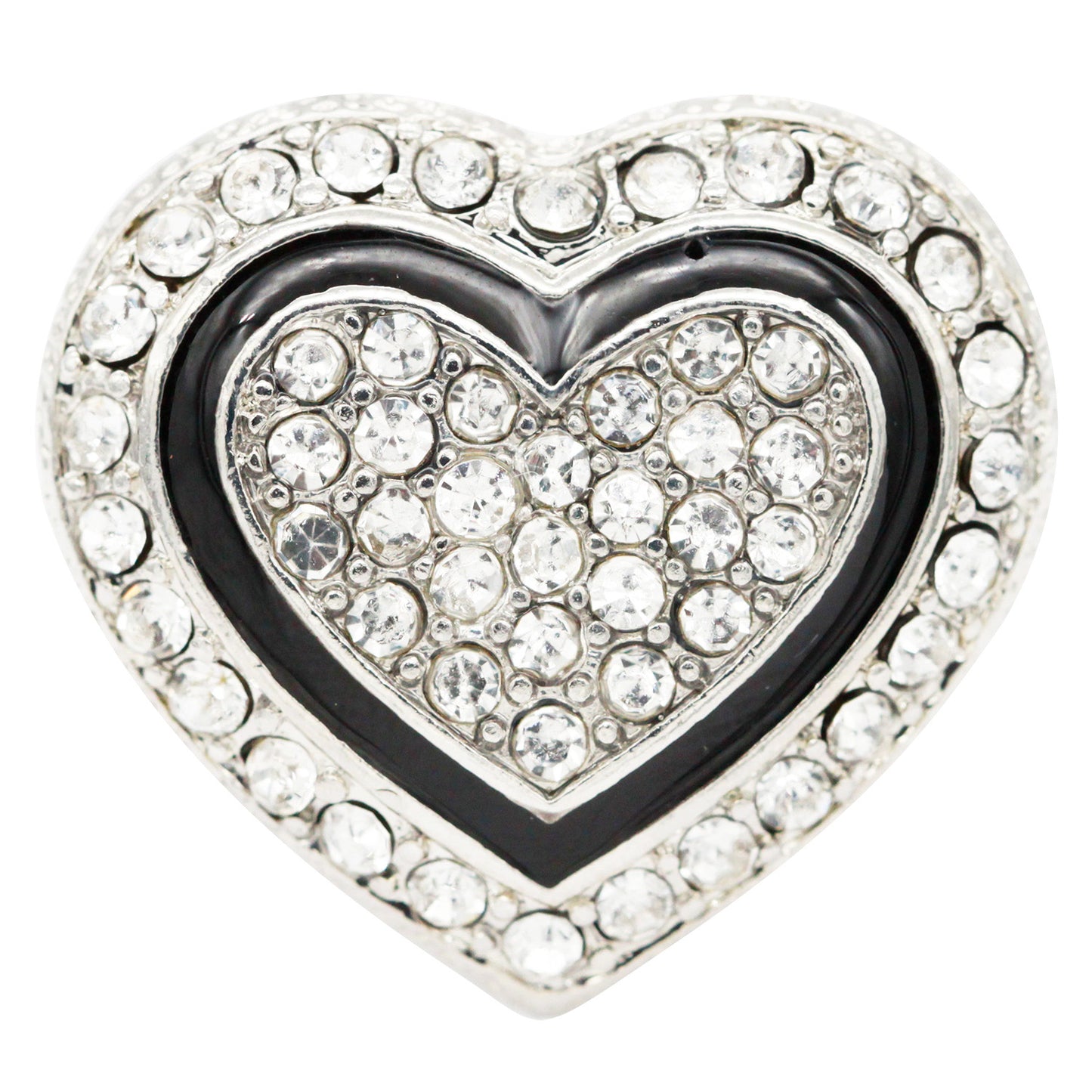 Lavencious Heart Shaped Rhinestones Stretch Rings for Women Size for 7-9 (Silver Clear)