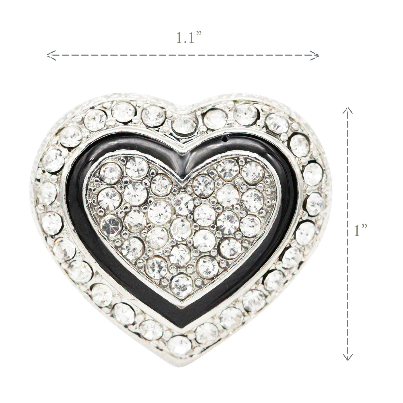 Lavencious Heart Shaped Rhinestones Stretch Rings for Women Size for 7-9 (Silver Clear)