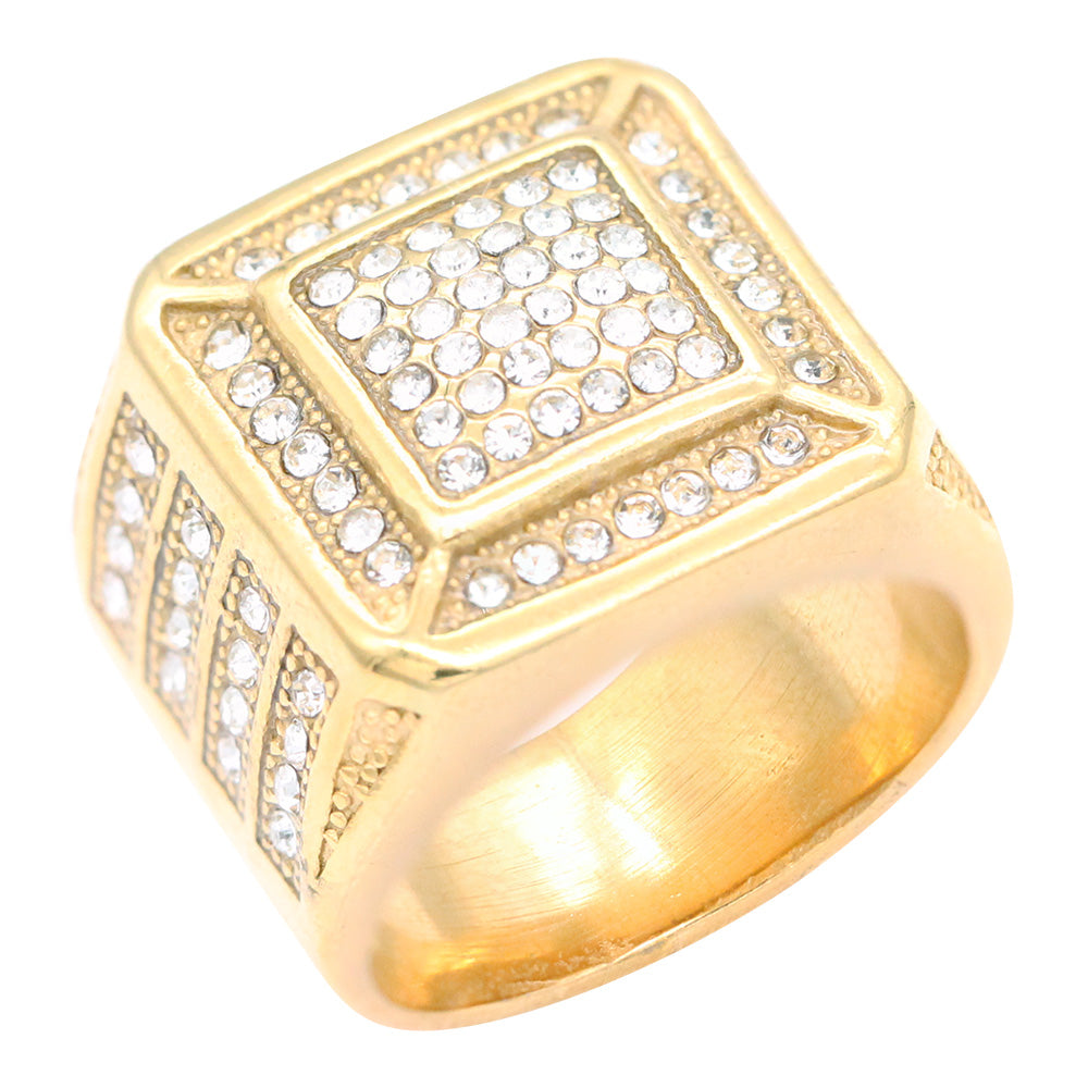Paved CZ Stainless Steel Men's Rings RT606