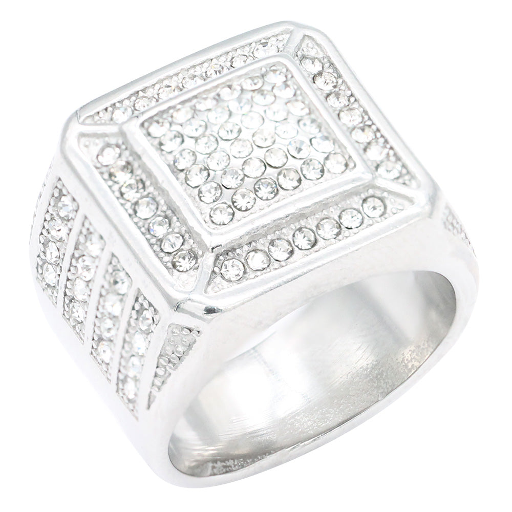 Paved CZ Stainless Steel Men's Rings RT606