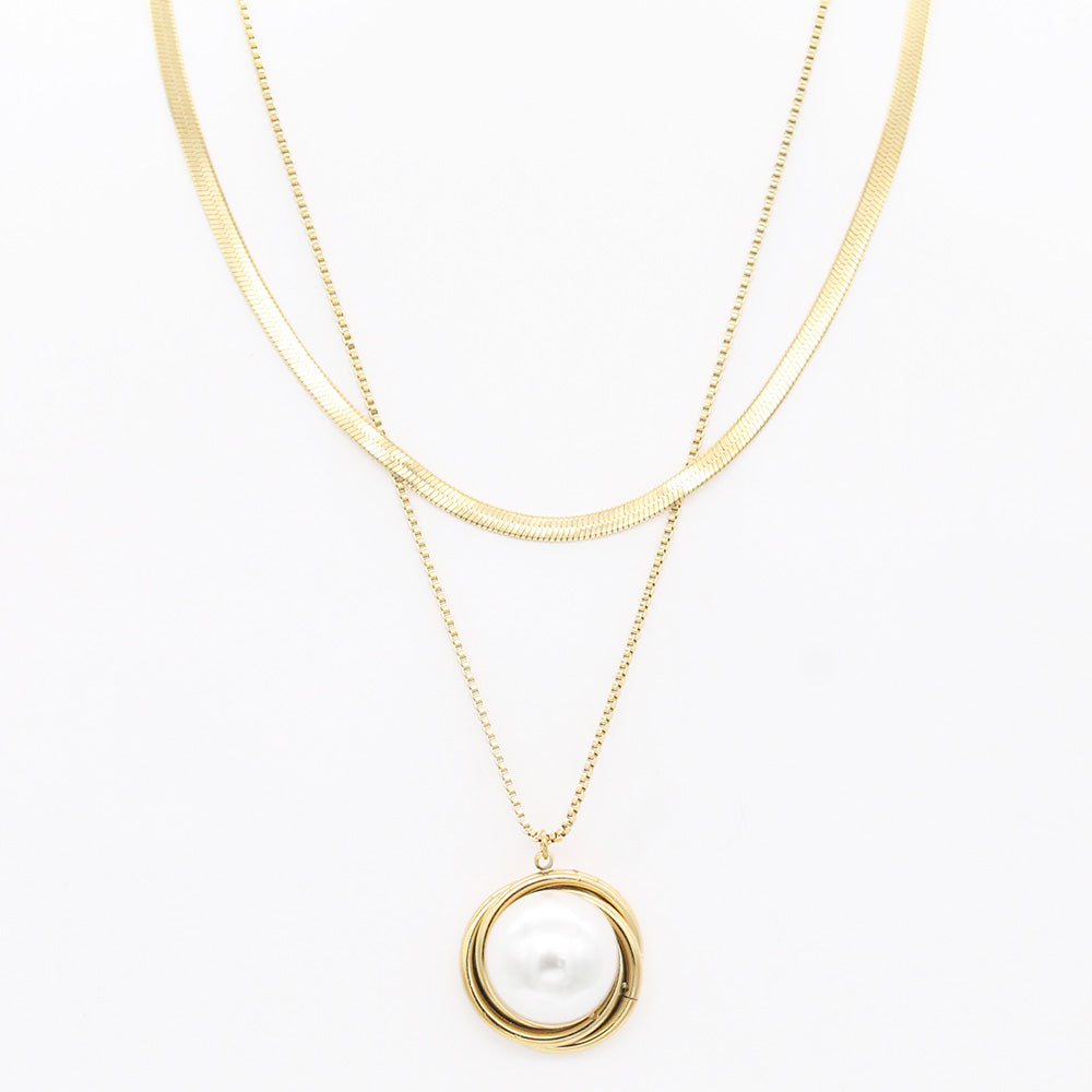 Stainless Steel with Pearl Necklace